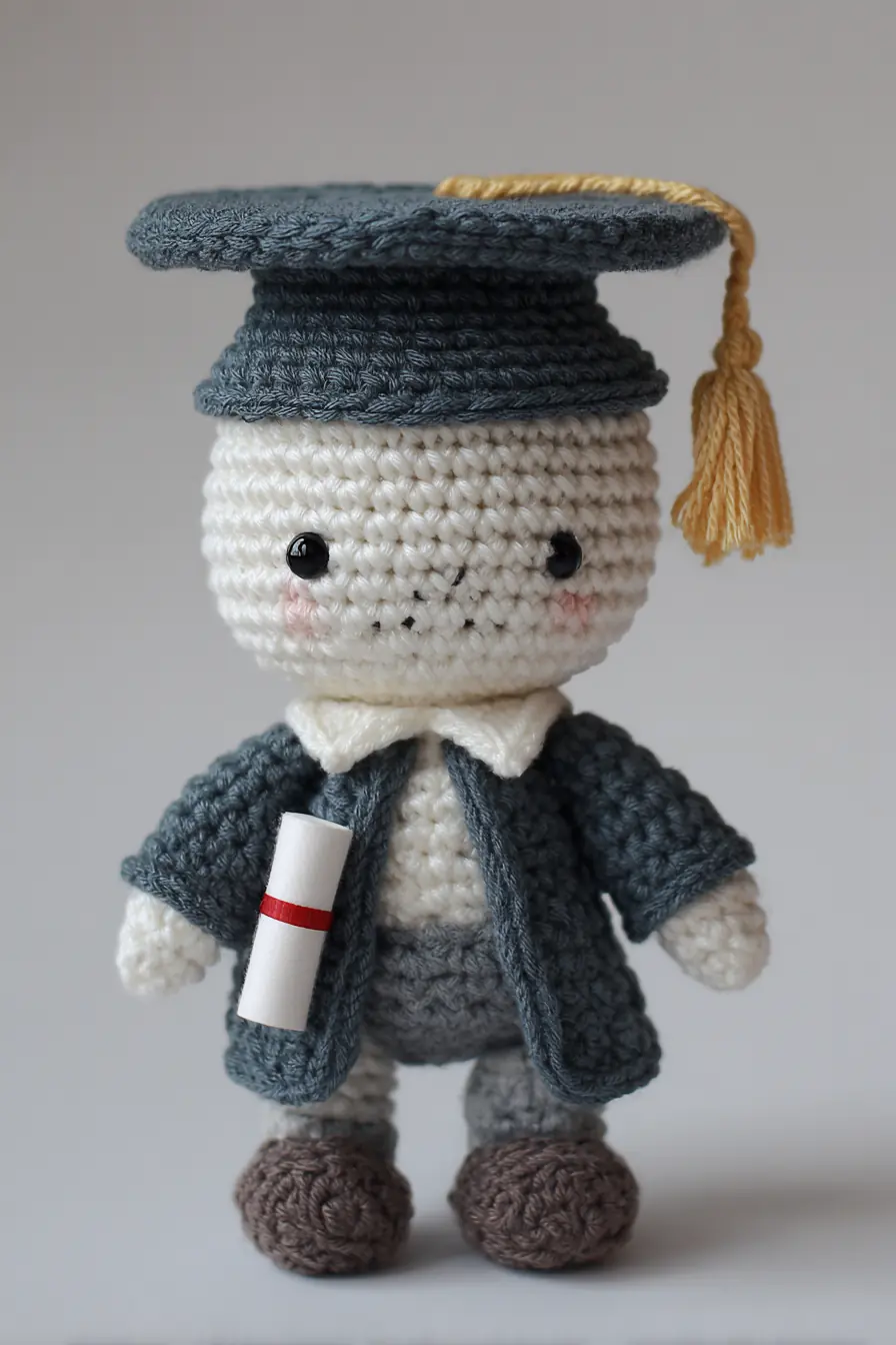 Crochet Amigurumi Graduation Doll Pattern — Mortarboard Cap, Gown & Diploma