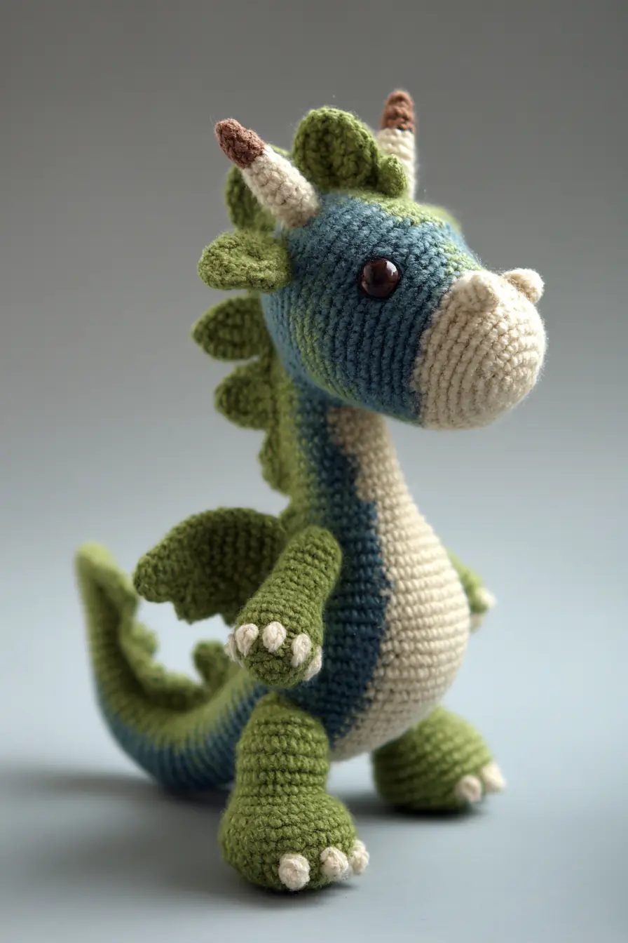 Crochet Amigurumi Dragon Pattern — Worsted Yarn Plush Toy (≈10 in / 25 cm)