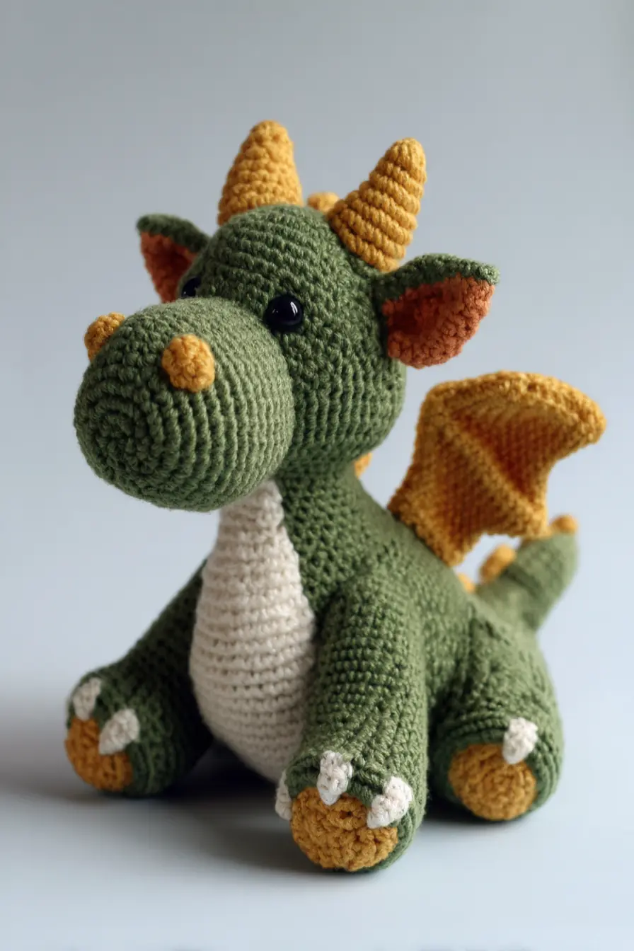 Crochet Amigurumi Dragon – Worsted Yarn Pattern (8–10 in)