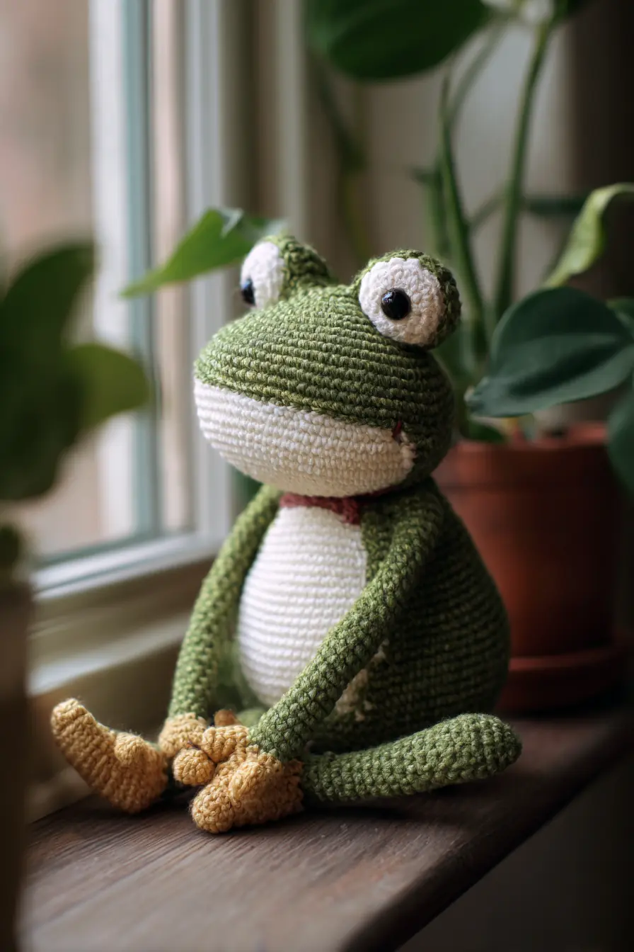 Crochet Amigurumi Frog — Soft Green Frog Toy (approx. 24 cm / 9.5 in)