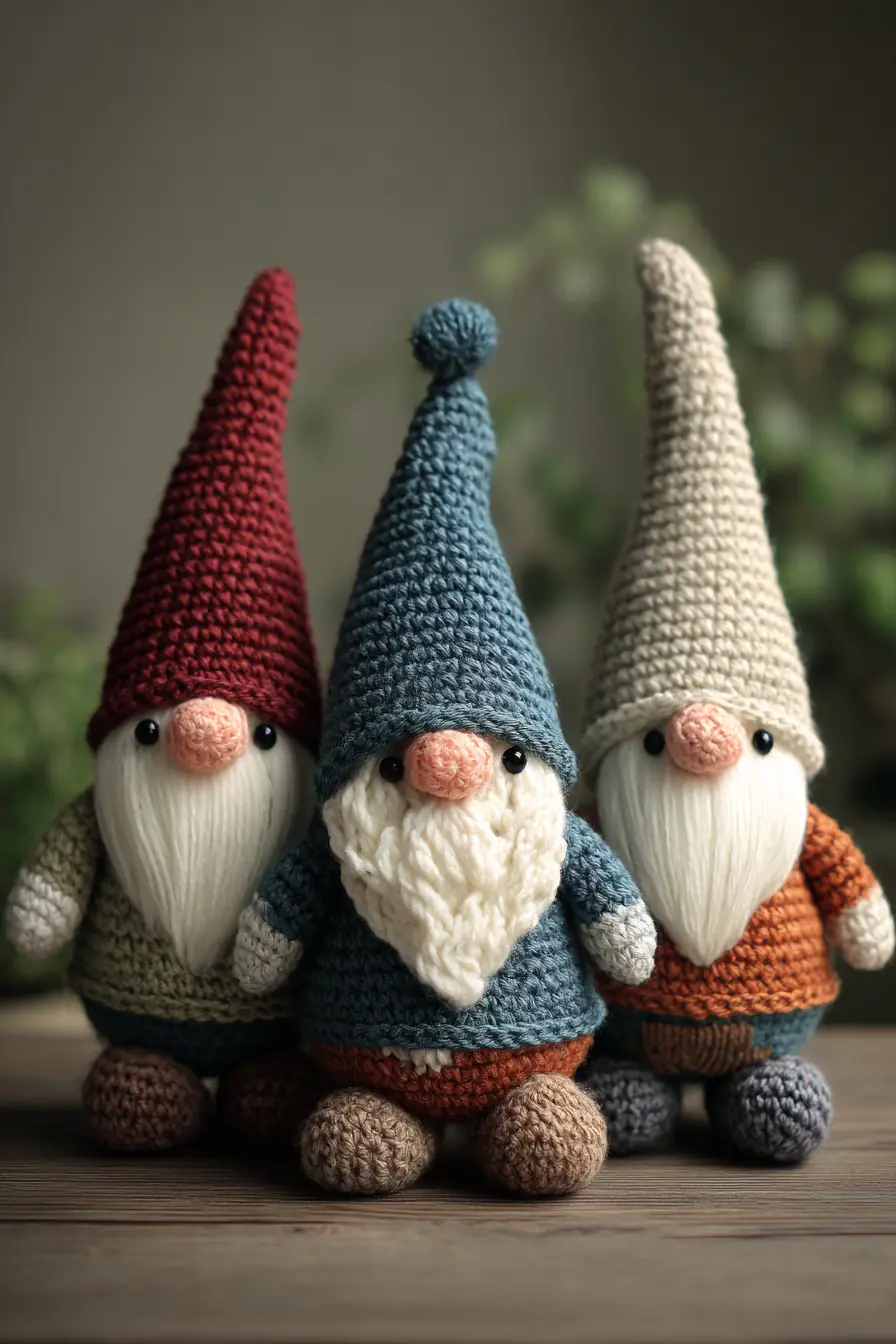 Crochet Gnome Amigurumi Pattern – Tiny Bearded Gnomes with Tall Hats