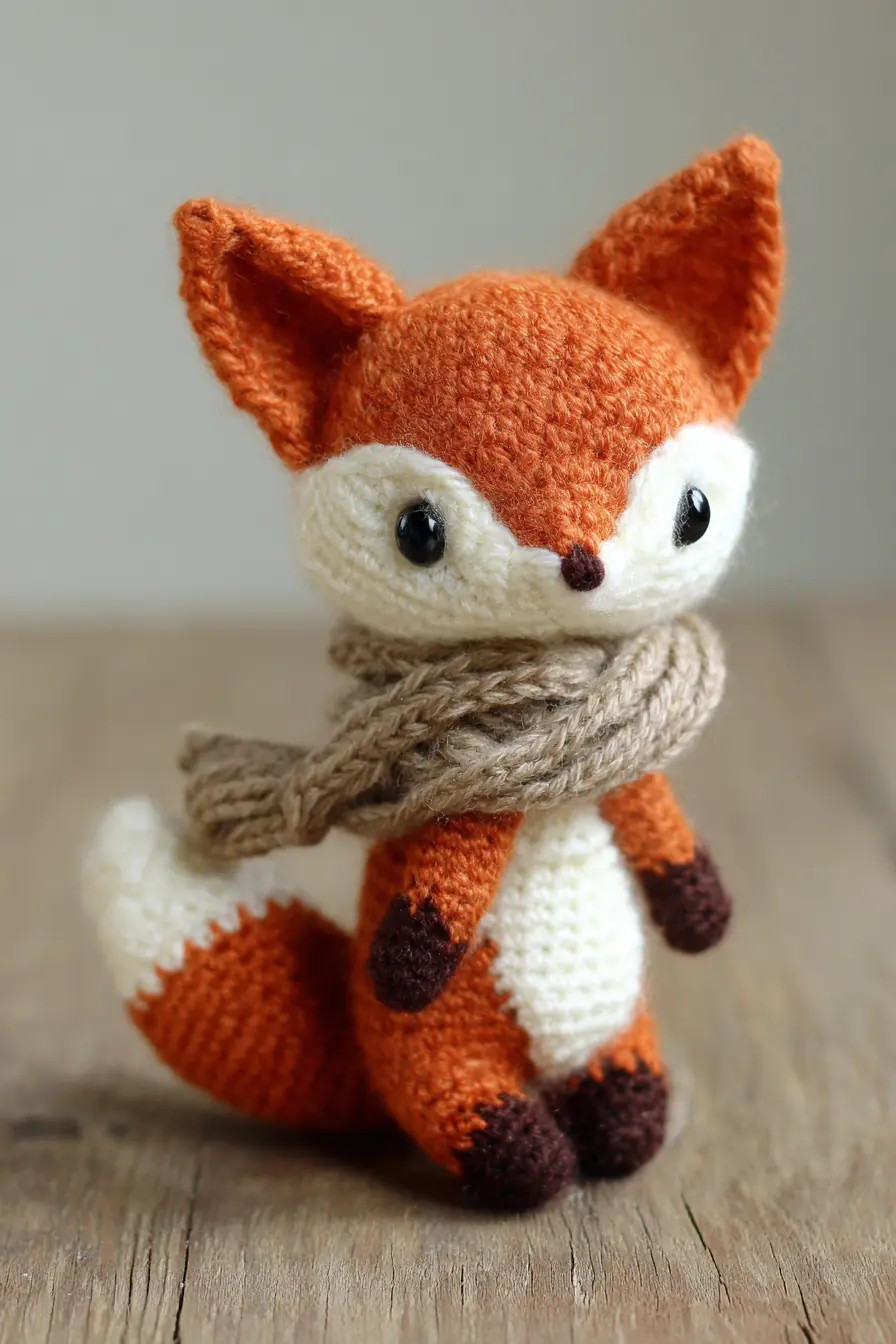 Crochet Fox Amigurumi Pattern — Small Orange Fox with Scarf