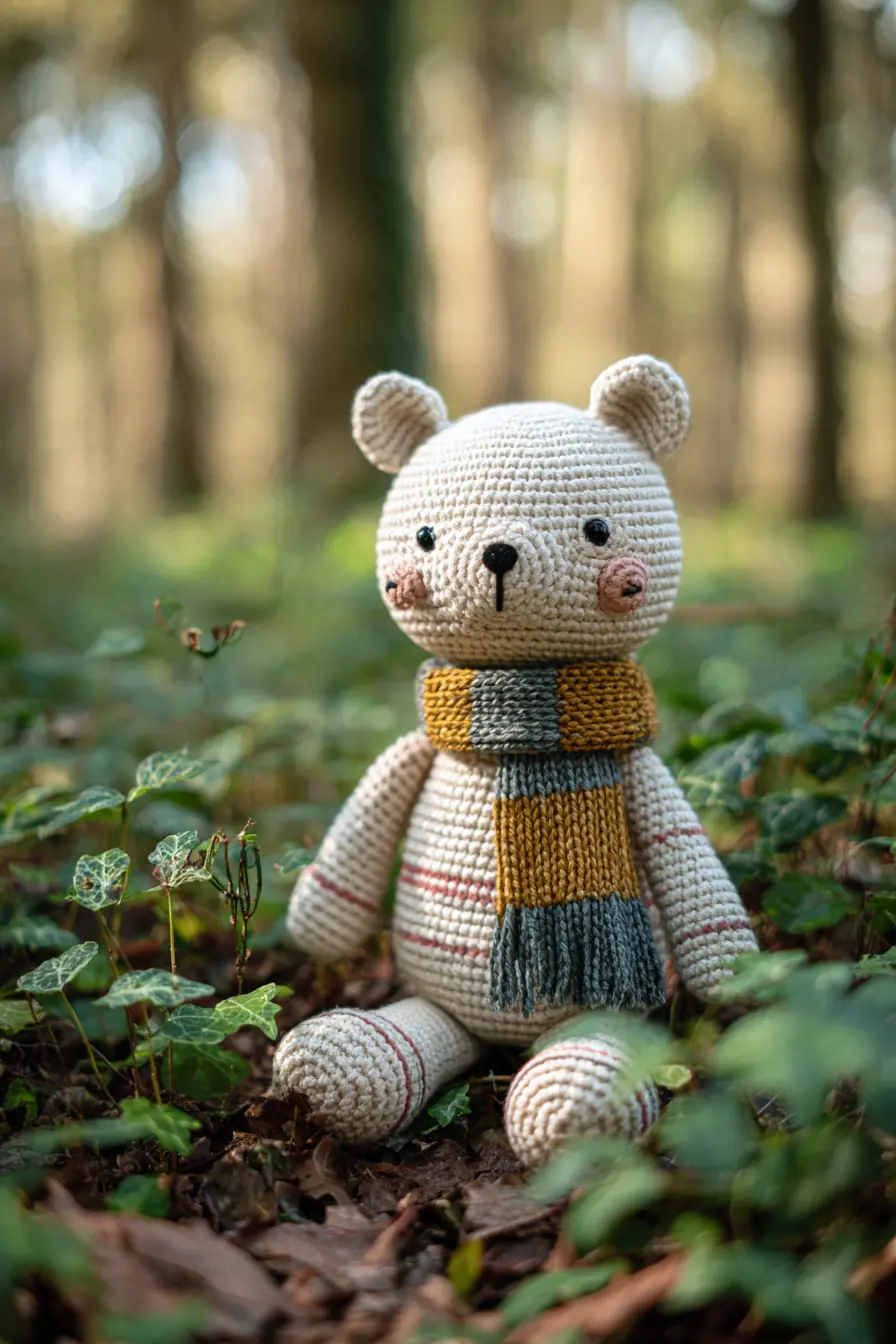 Crocheted Bear Amigurumi — Worsted Yarn, Single Crochet Toy (≈25 cm)