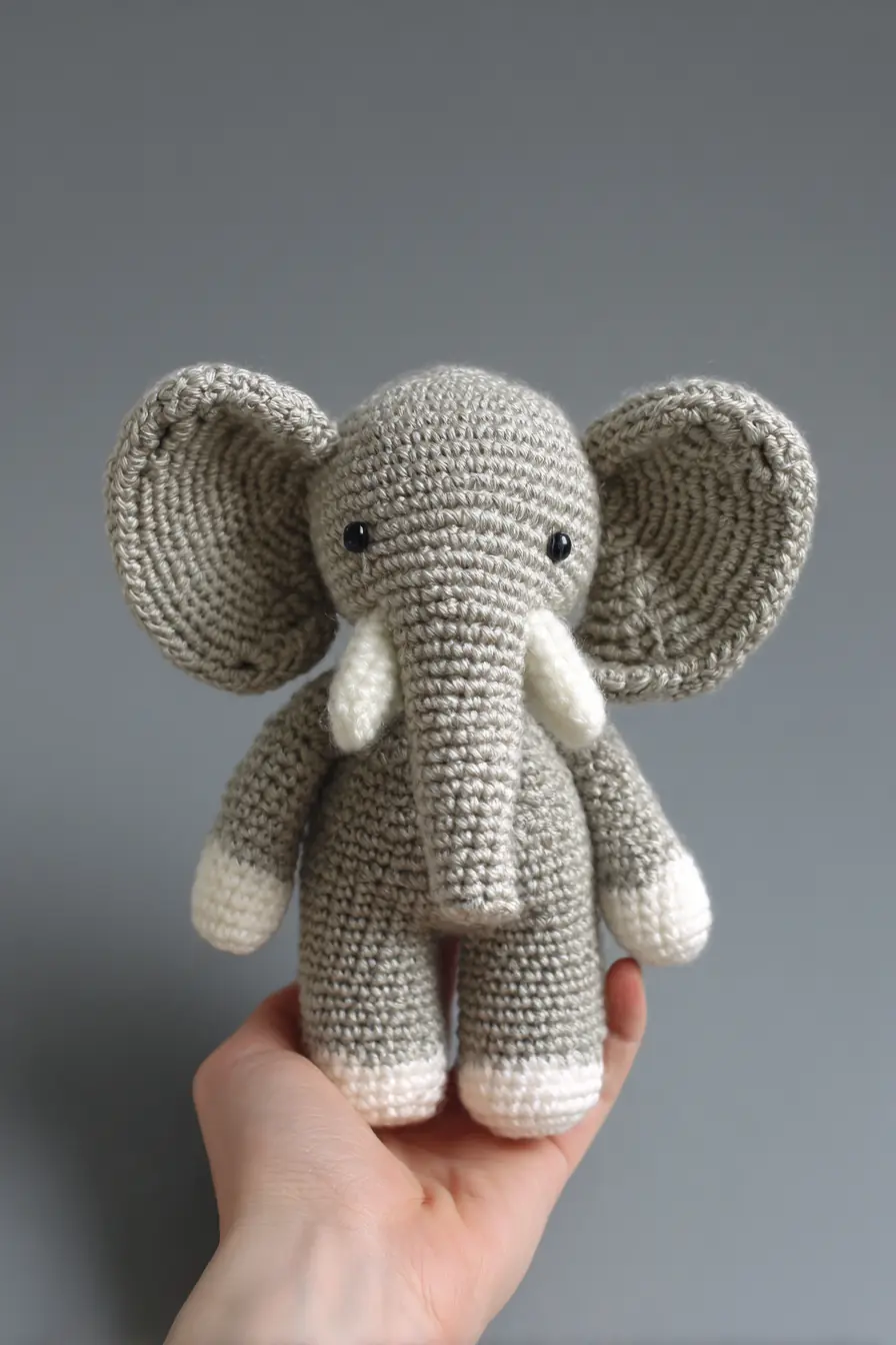 Crocheted Elephant Amigurumi — Worsted Yarn Soft Toy (7–9 in) Pattern