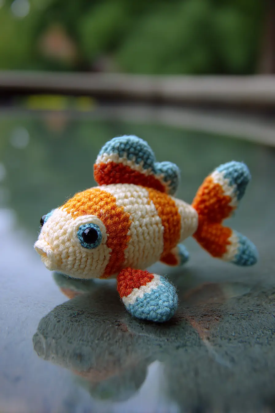 Crocheted Clownfish Amigurumi — Striped Mini Fish Toy