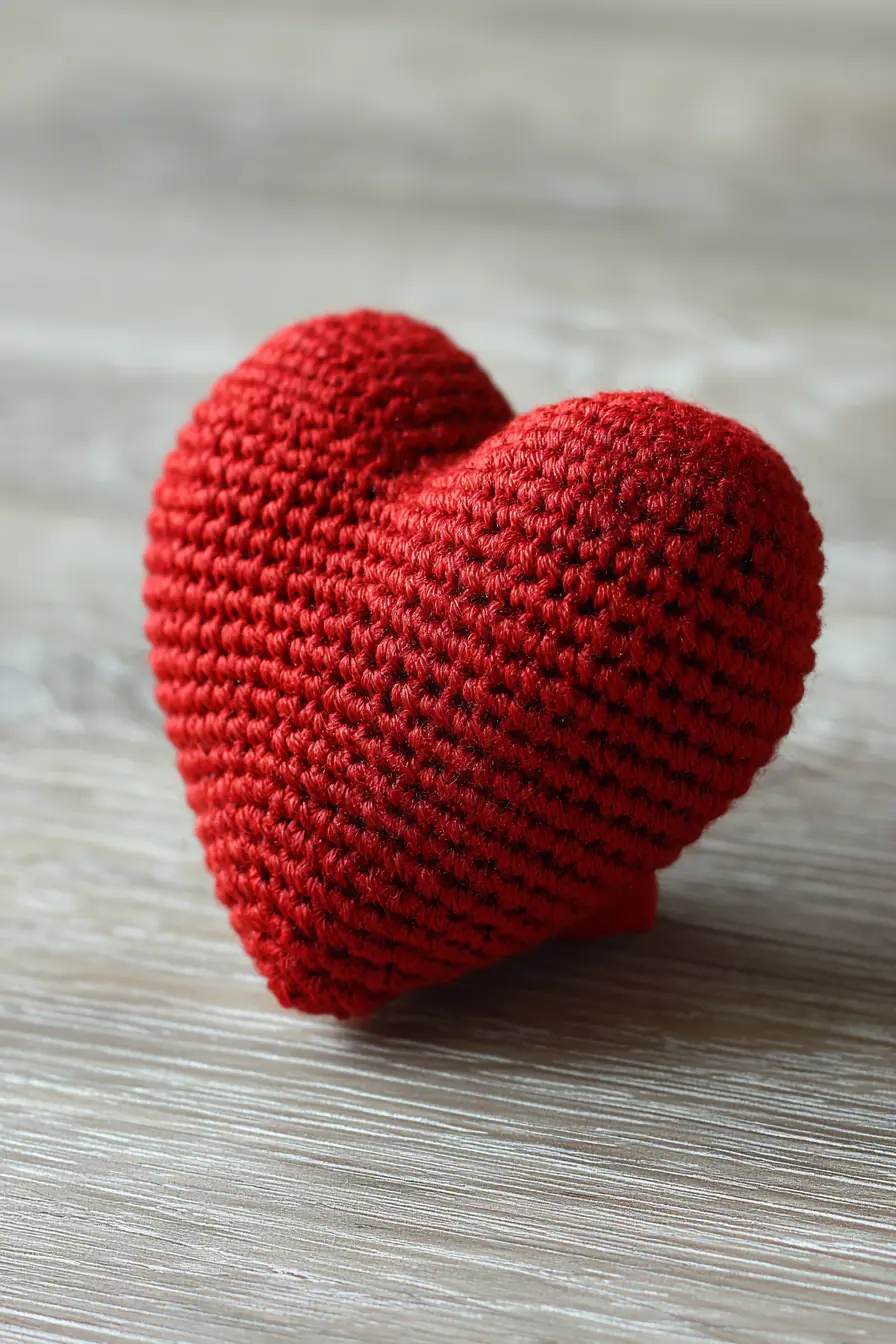 Crocheted Amigurumi Heart: Soft Red Yarn Pattern (Small Gift Size)