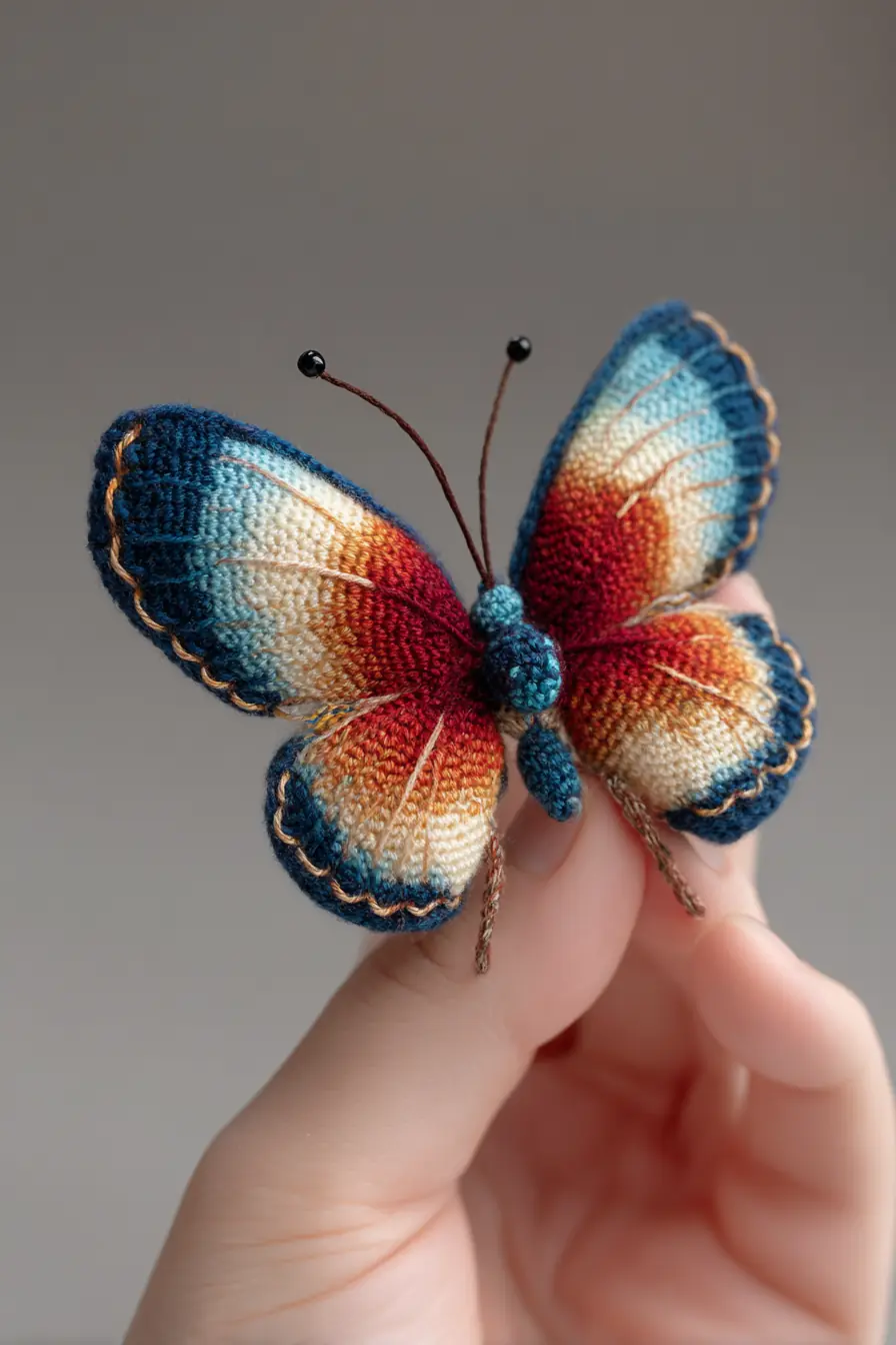 Crocheted Amigurumi Butterfly — Tiny Gradient Wings Pattern