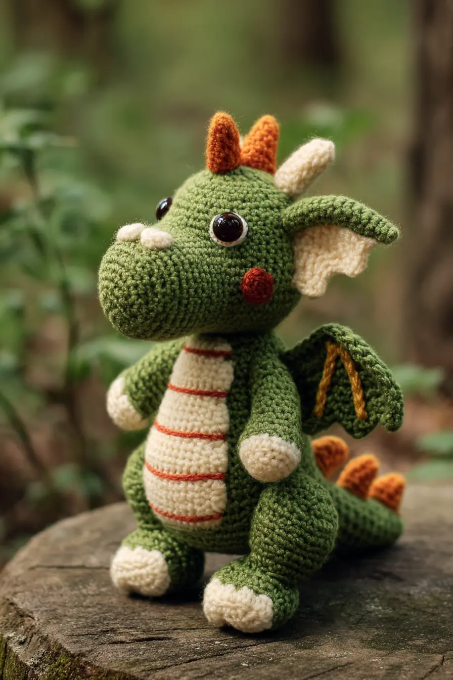 Crocheted Green Dragon Amigurumi — Pattern Materials & Tips
