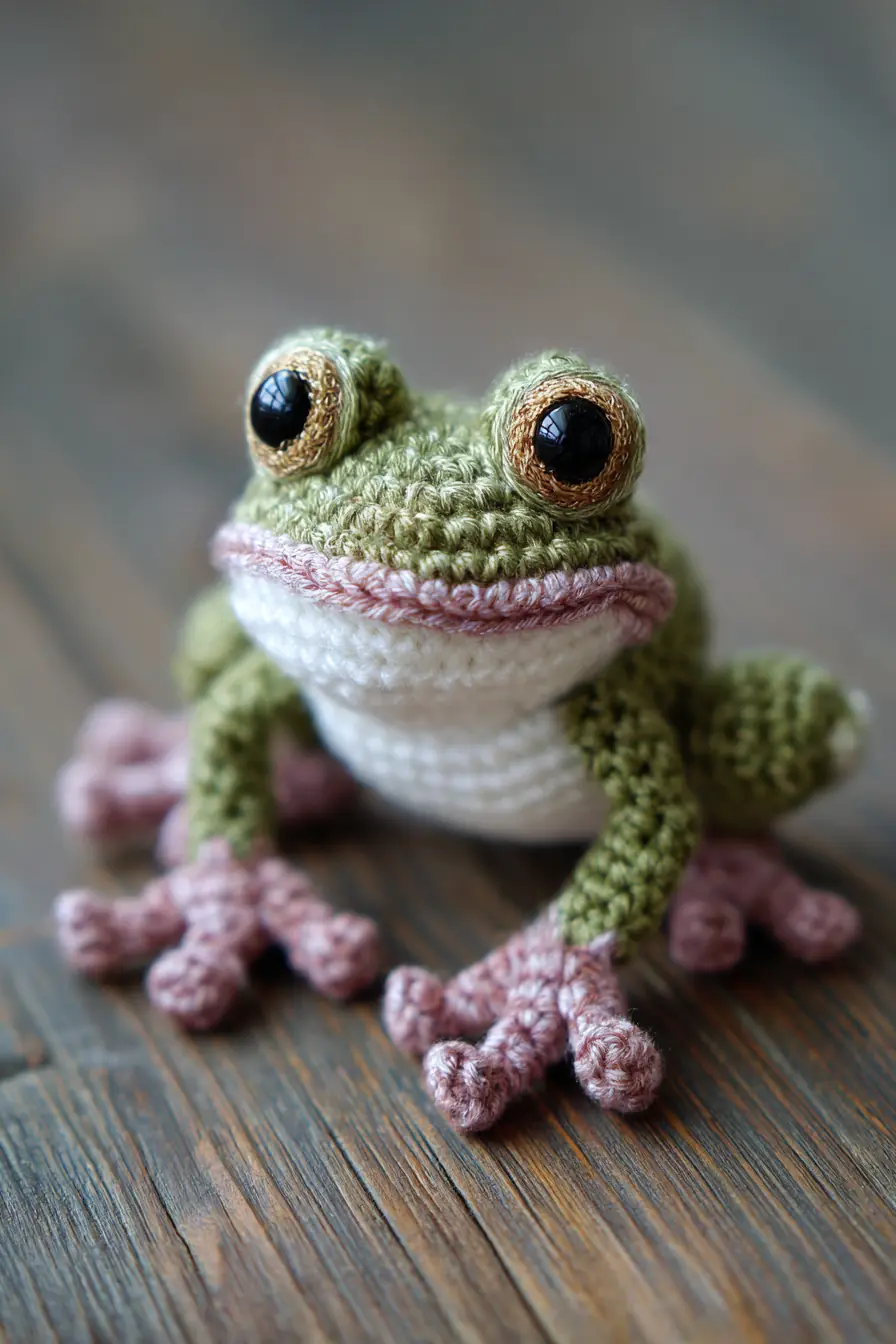 Frog Amigurumi Crochet Pattern — DK Cotton Toy with Safety Eyes (4–5 in)