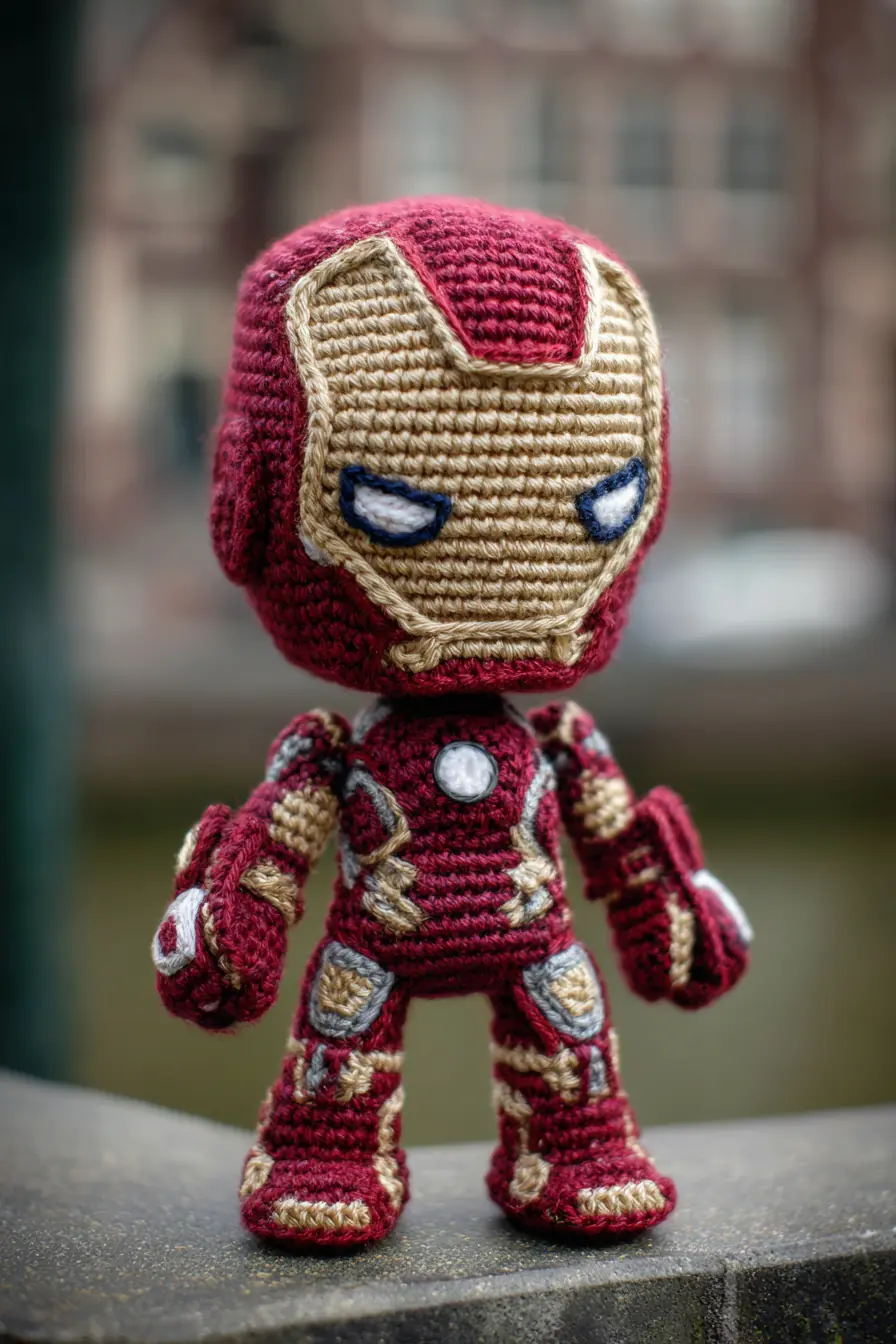 Iron Man–Style Amigurumi Mini — Crochet Pattern (5–7 in / 13–18 cm)