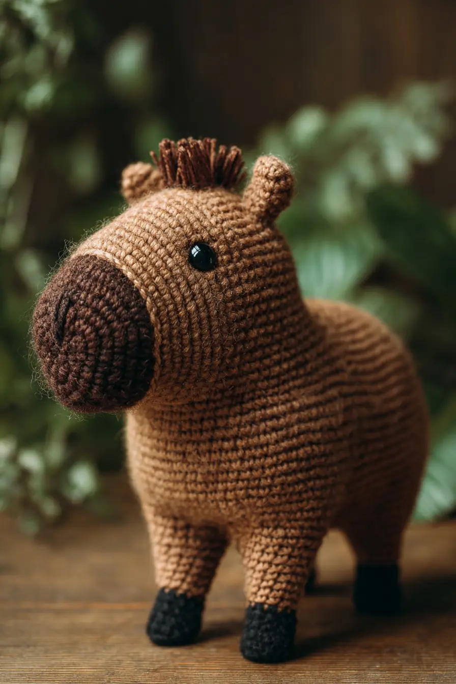 Brown Capybara Amigurumi Pattern — Worsted Yarn, 3.5mm Hook, Safety Eyes