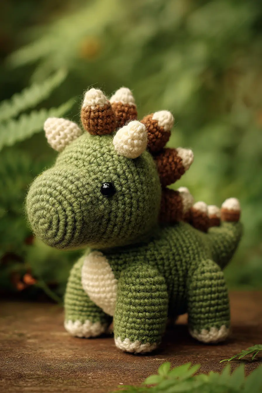 Stegosaurus Amigurumi Crochet Pattern — Green Dino Plush (approx. 6 in / 15 cm)