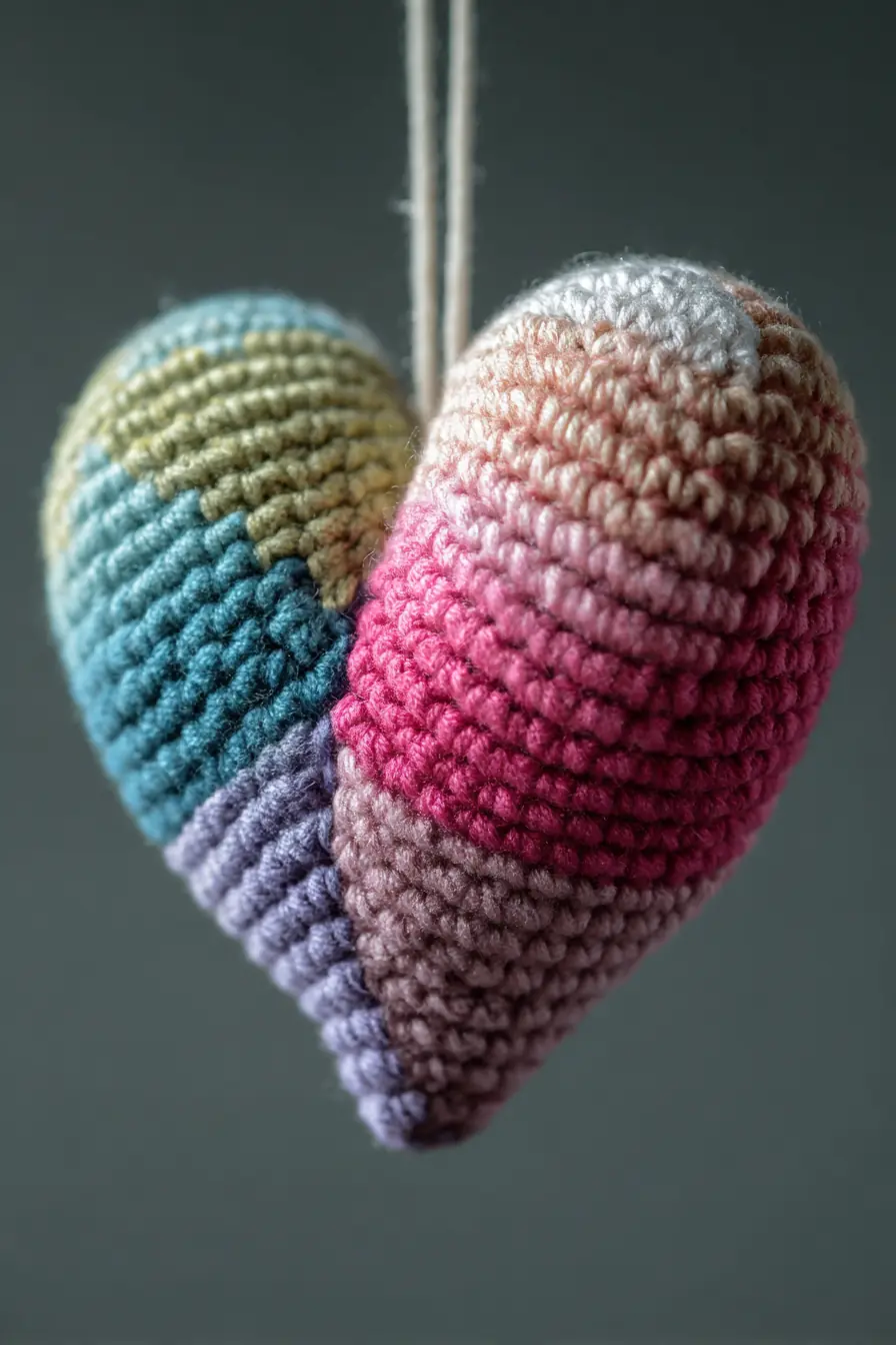 Striped Heart Amigurumi Ornament — Crochet Pattern, Yarn & Safety Tips