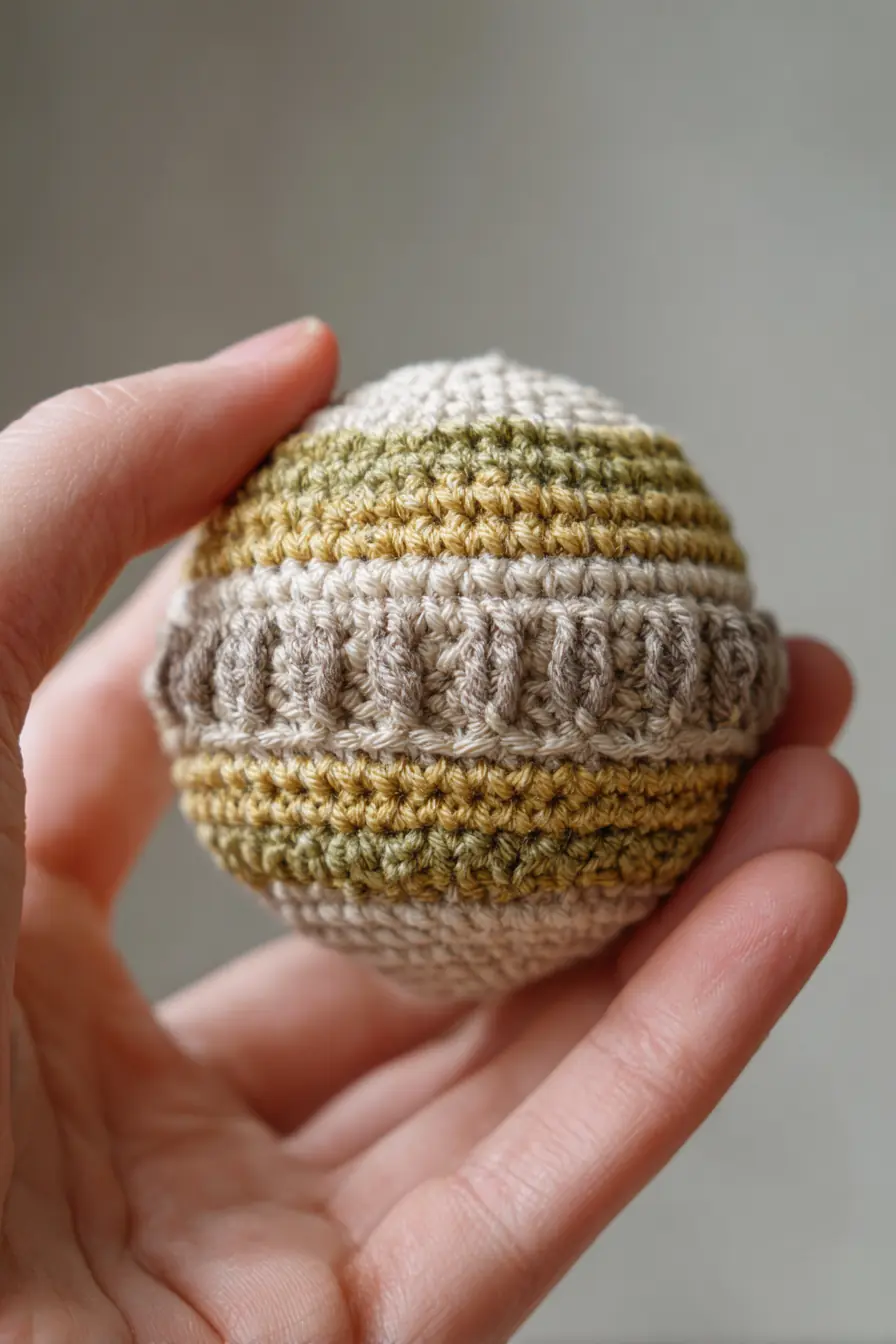 Striped Amigurumi Ball — Cotton Crochet with Ribbed Band (magic ring, ribbing)