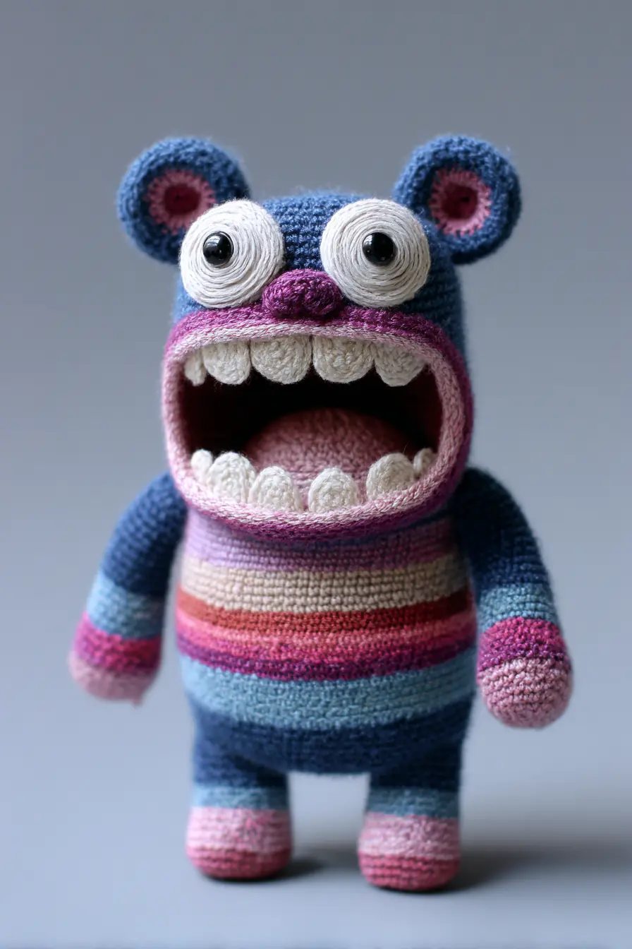 Striped Open‑Mouth Amigurumi Monster — Crochet Pattern, Materials & Safety Tips