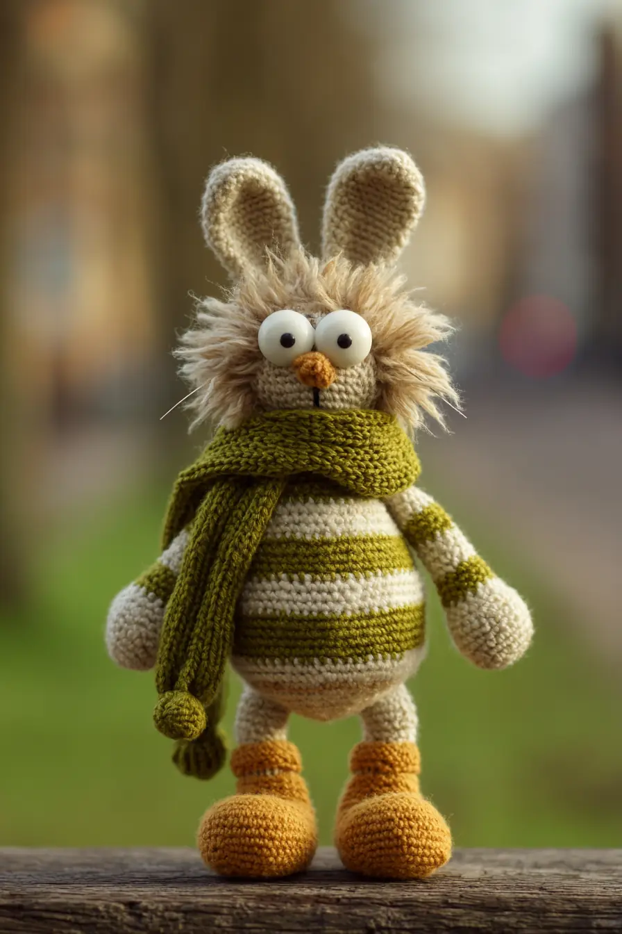 Striped Bunny Amigurumi with Faux-Fur Mane — Materials, Stitches & Safety