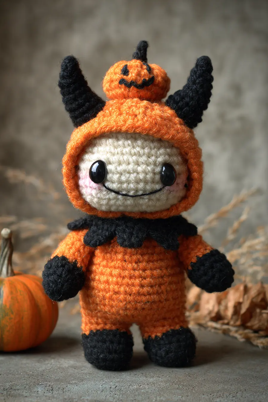 Pumpkin Devil Amigurumi Crochet Pattern — Cute Halloween Orange & Black Doll