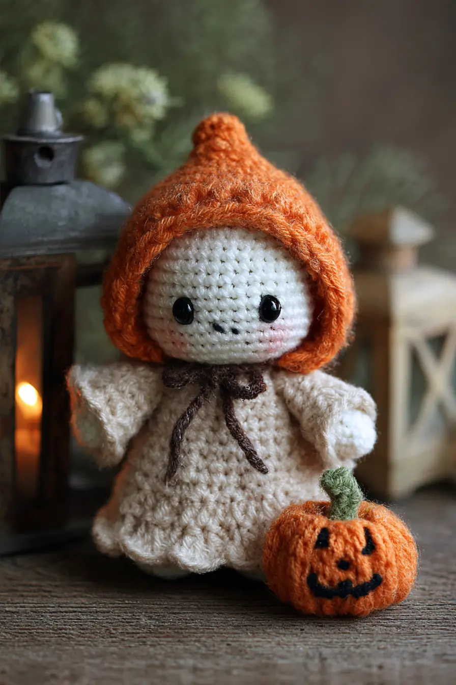 Pumpkin-Hood Amigurumi Doll – Crochet Pattern for Small Autumn Toy