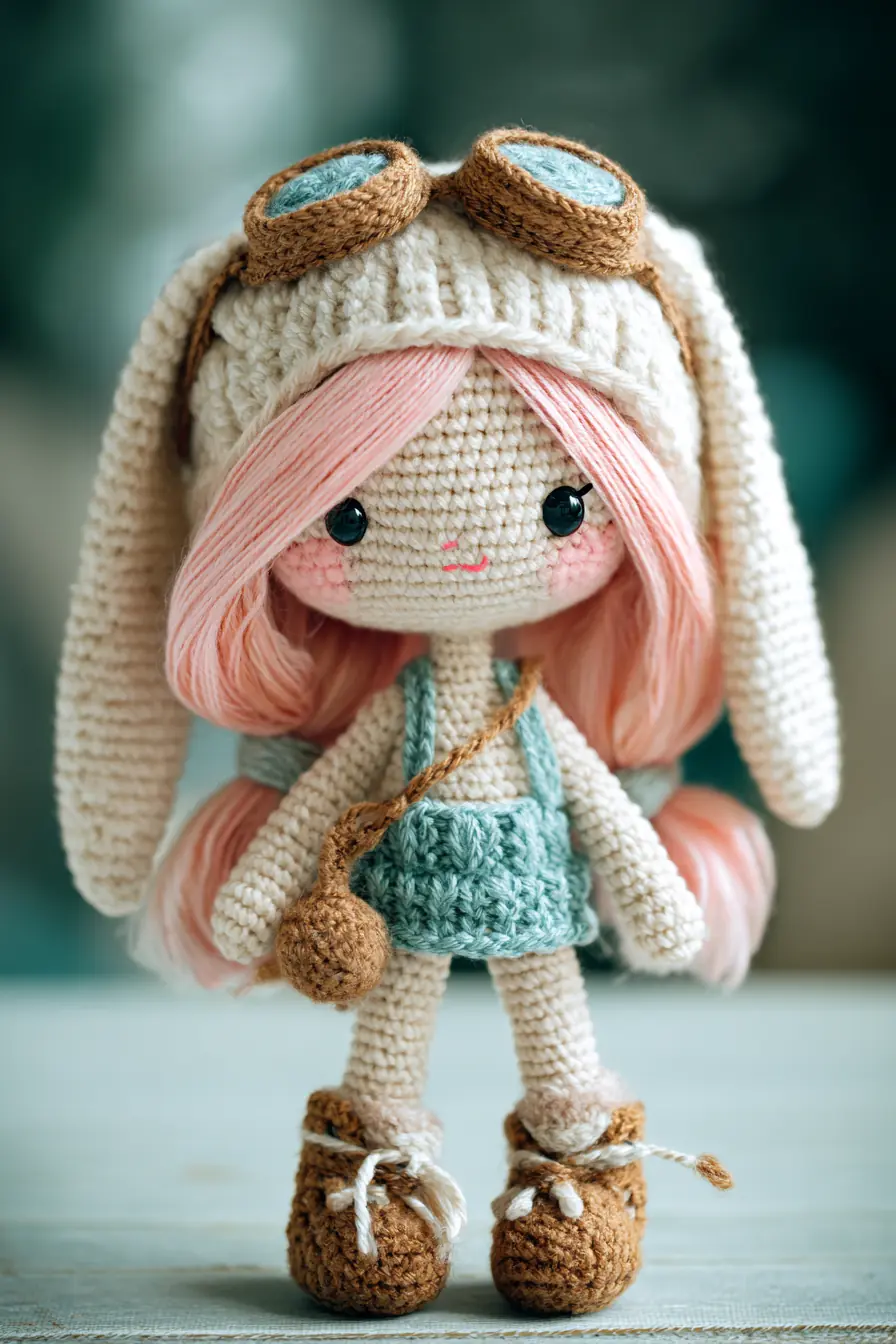 Bunny-Hat Amigurumi Doll — Crochet Pattern (DK Yarn, Single Crochet, 8–10 in)