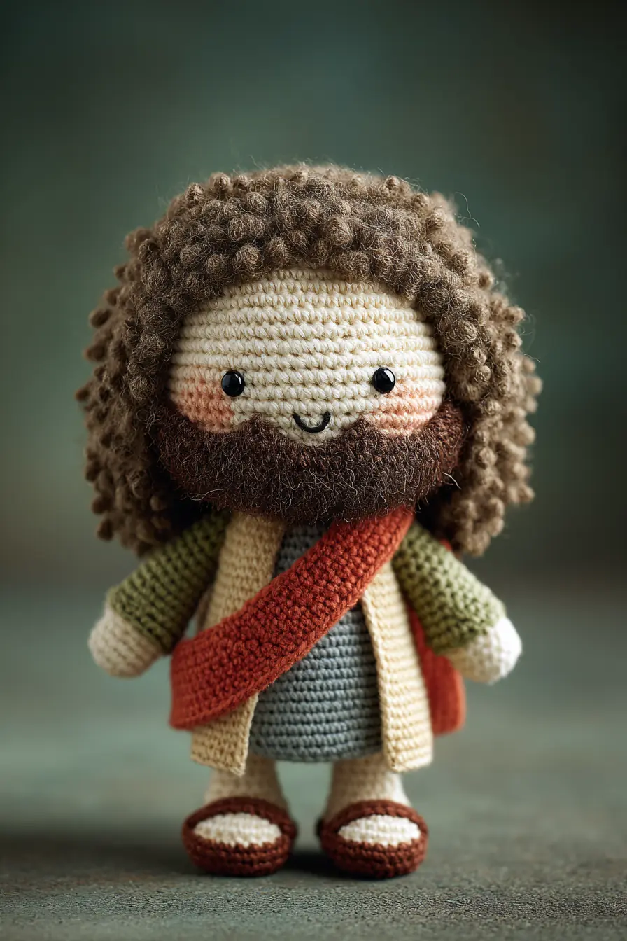 Curly-Haired Bearded Amigurumi Doll Crochet Pattern — Soft Toy with Detailed Hair