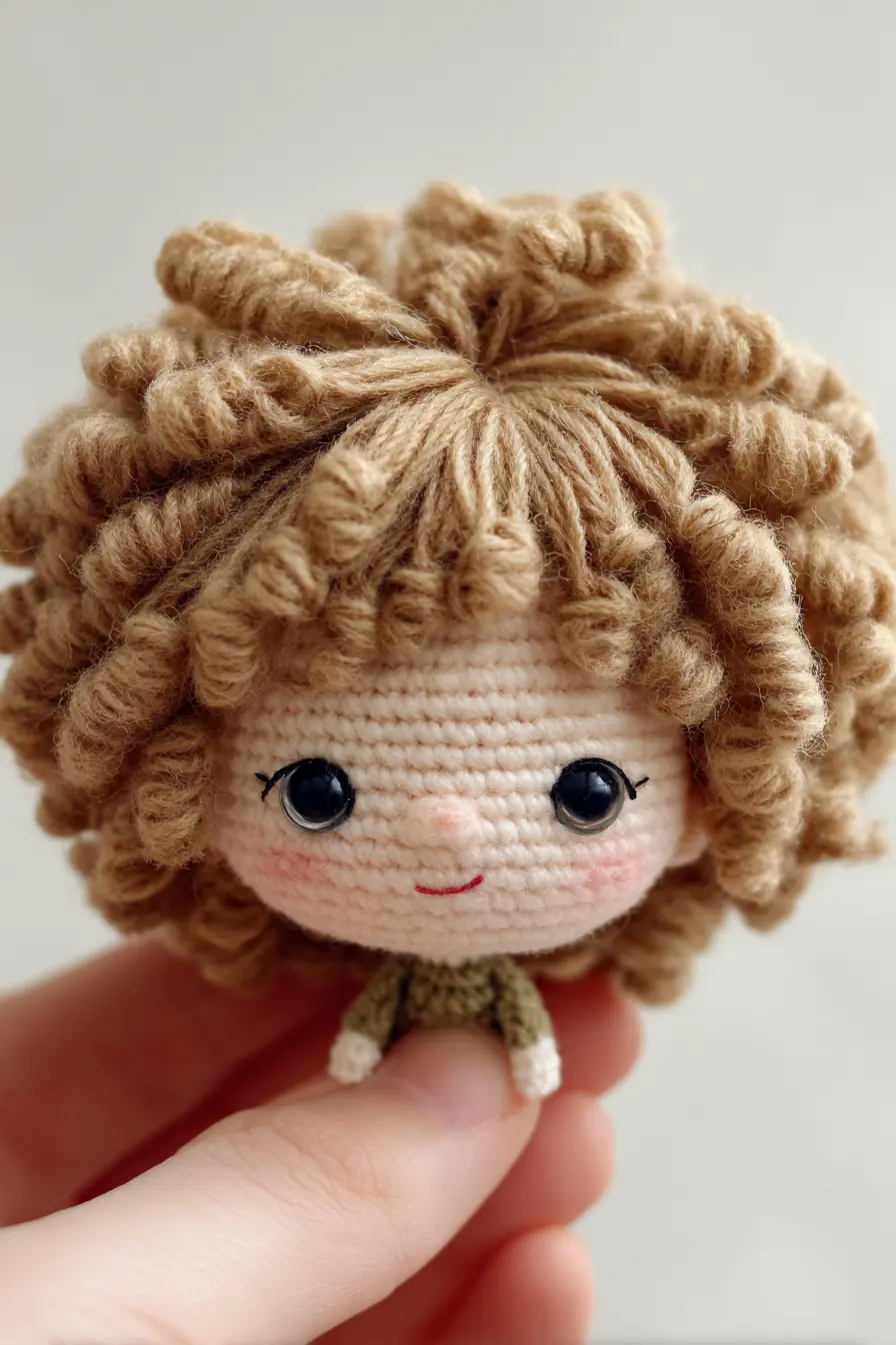 Curly-Haired Mini Amigurumi Doll — Crochet Materials, Stitches & Tips