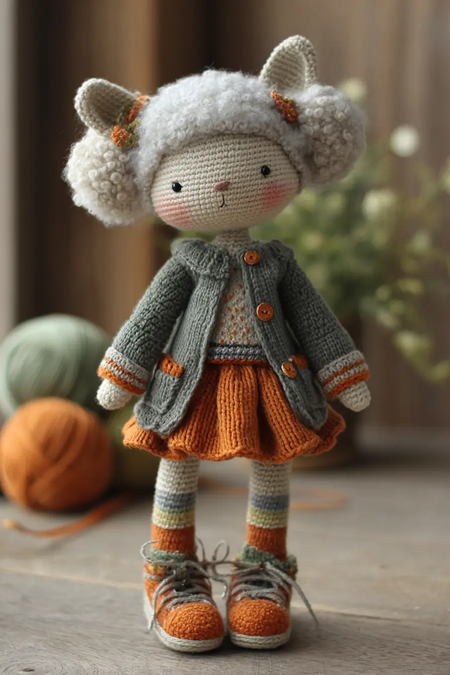 Curly-Haired Amigurumi Lamb Doll — Crochet & Knit Toy Pattern