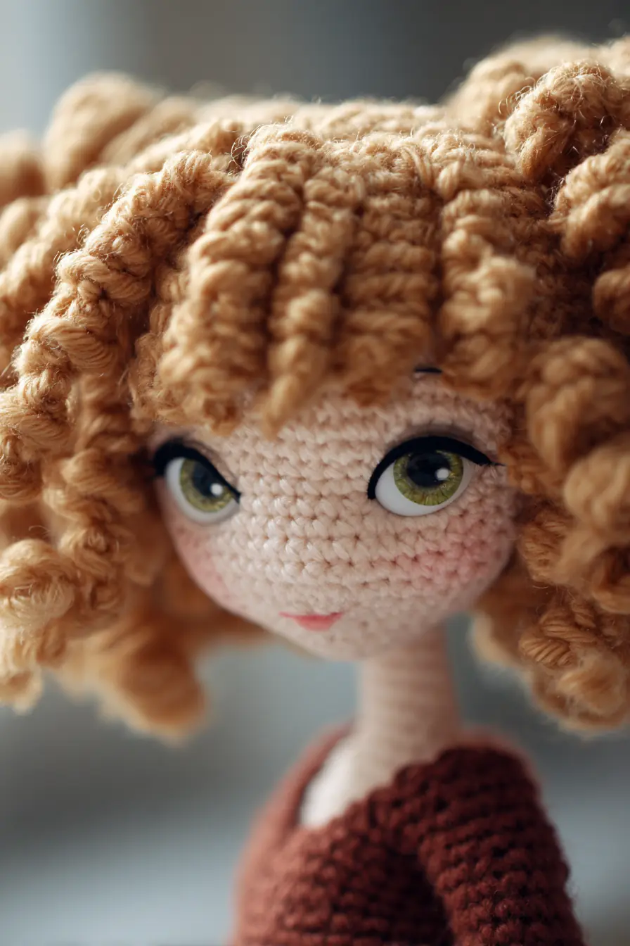 Curly-Haired Amigurumi Doll Pattern — Spiral Curls, Soft Cotton & Embroidered Face