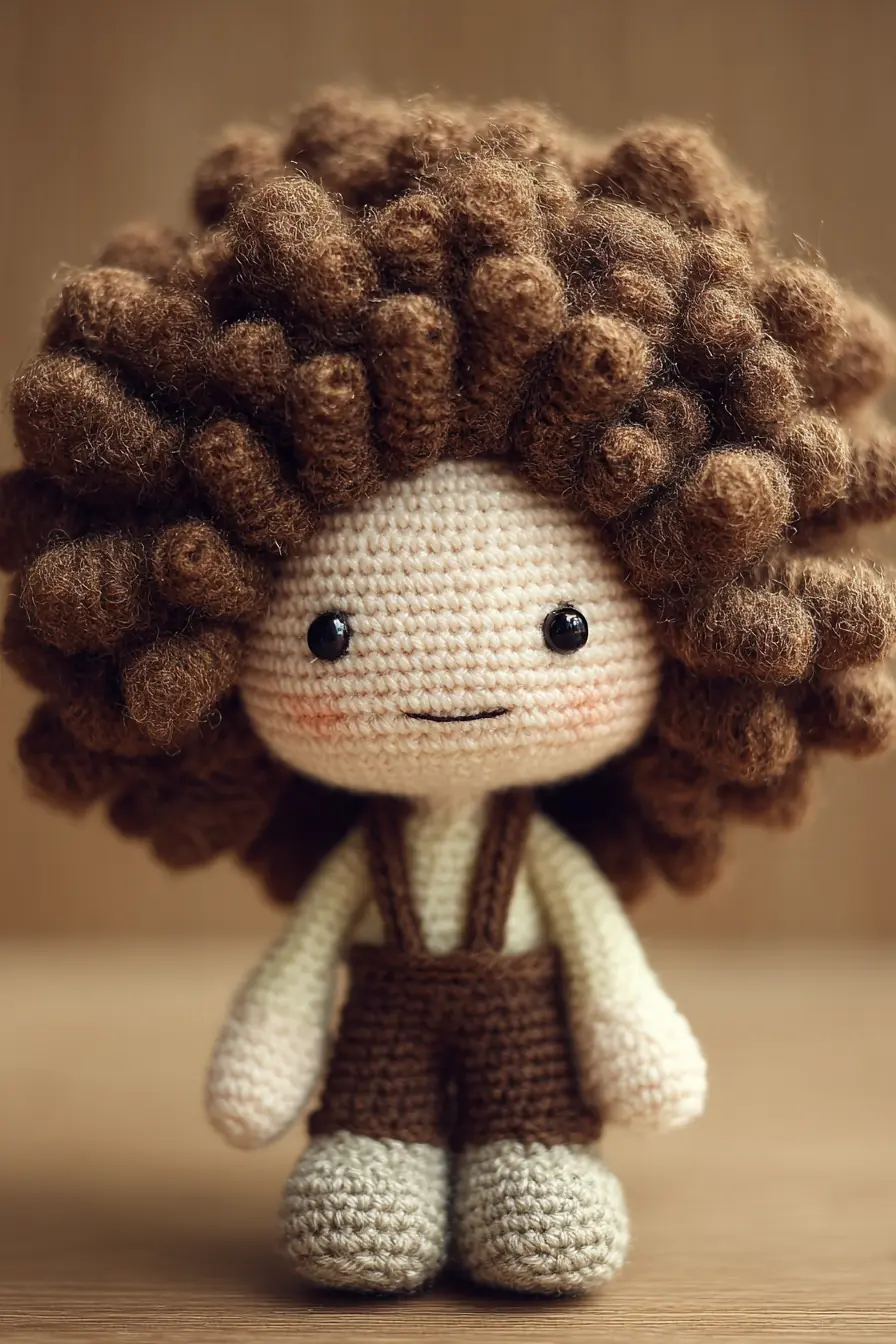 Curly-Haired Amigurumi Doll Crochet Pattern — Small Toy with Textured Curls