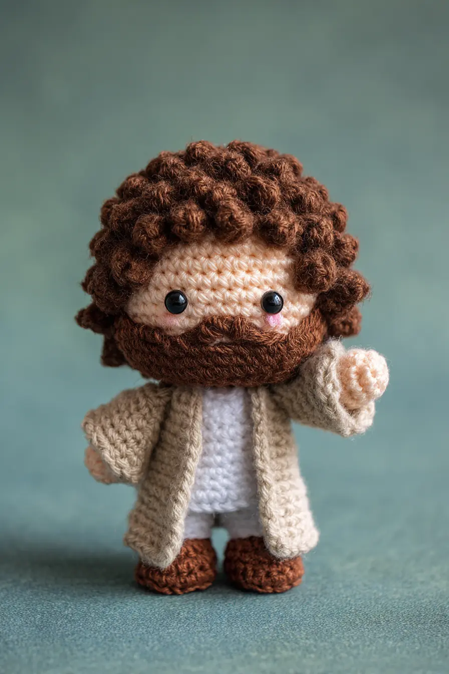 Curly-Bearded Amigurumi Doll Crochet Pattern — Small Robed Plush Toy