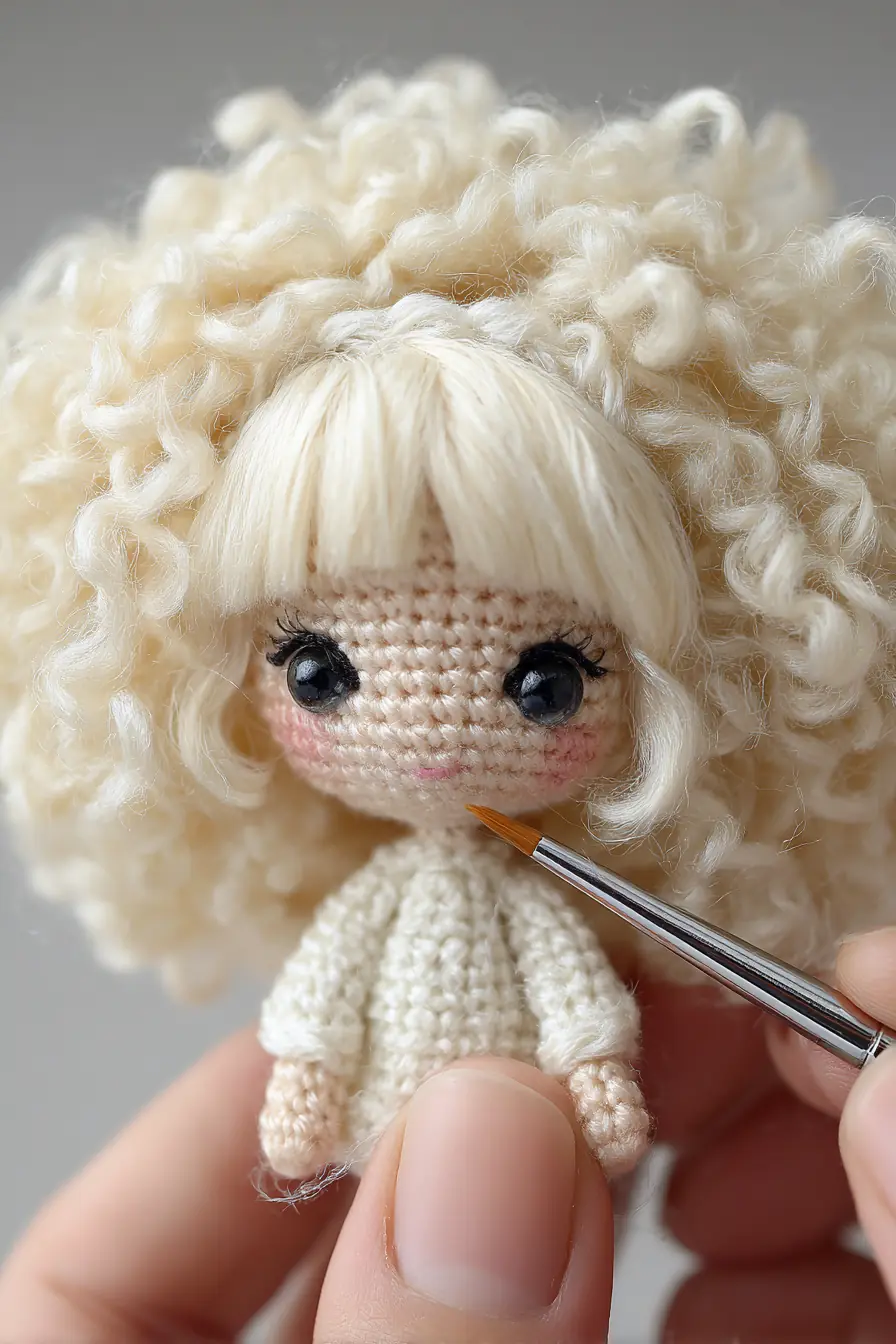 Curly Mohair‑Haired Amigurumi Doll — Crochet Pattern & Finishing Tips