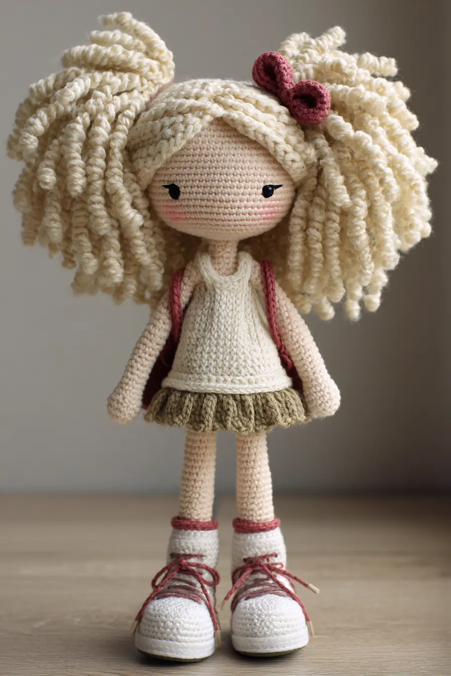 Curly‑Haired Amigurumi Doll Pattern — Cotton/DK Yarn, Single Crochet & Loop Hair Tips
