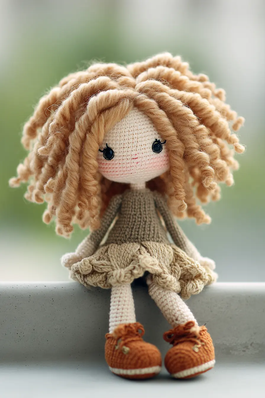 Curly‑Haired Amigurumi Doll — Crochet Pattern, Materials & Safety Tips