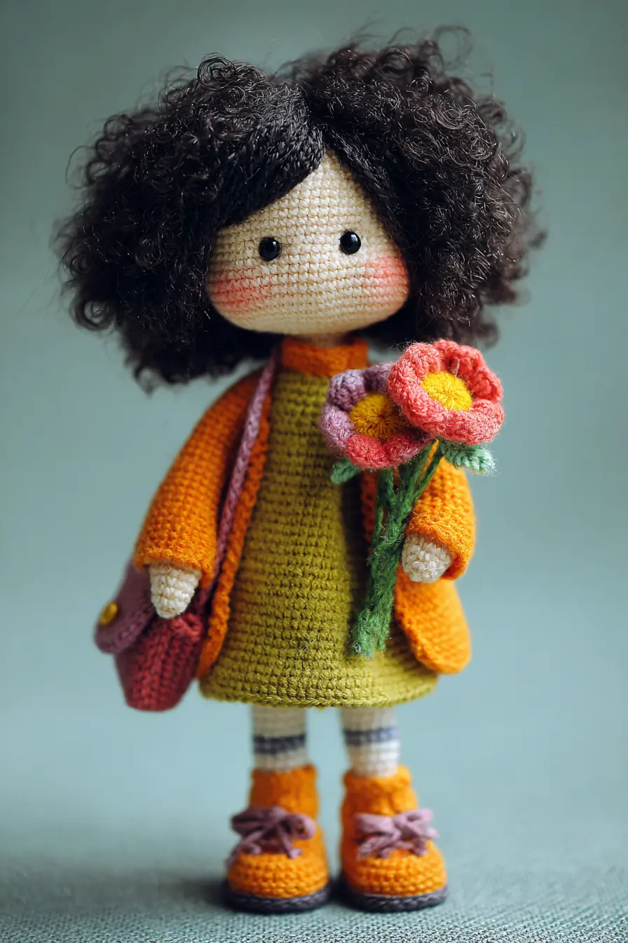 Curly‑Haired Amigurumi Doll Crochet Pattern — Materials, Stitches & Safety