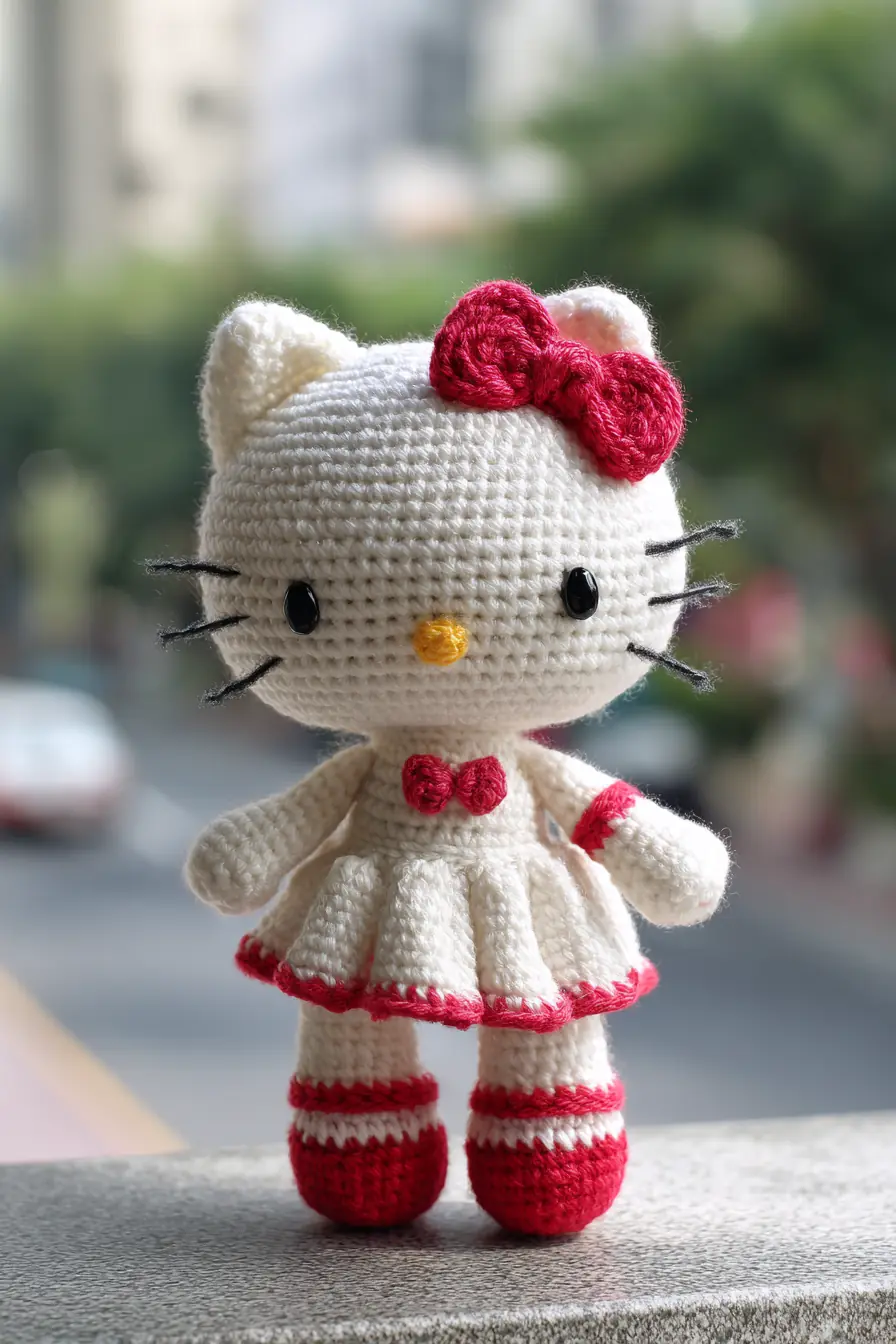 Cute Cat Amigurumi Doll Crochet Pattern — Bow, Dress & Booties