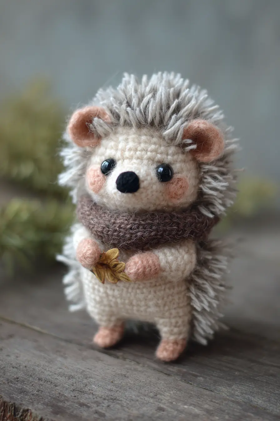 Cute Hedgehog Amigurumi — DK Yarn Body with Faux‑Fur Quills & Safety Eyes