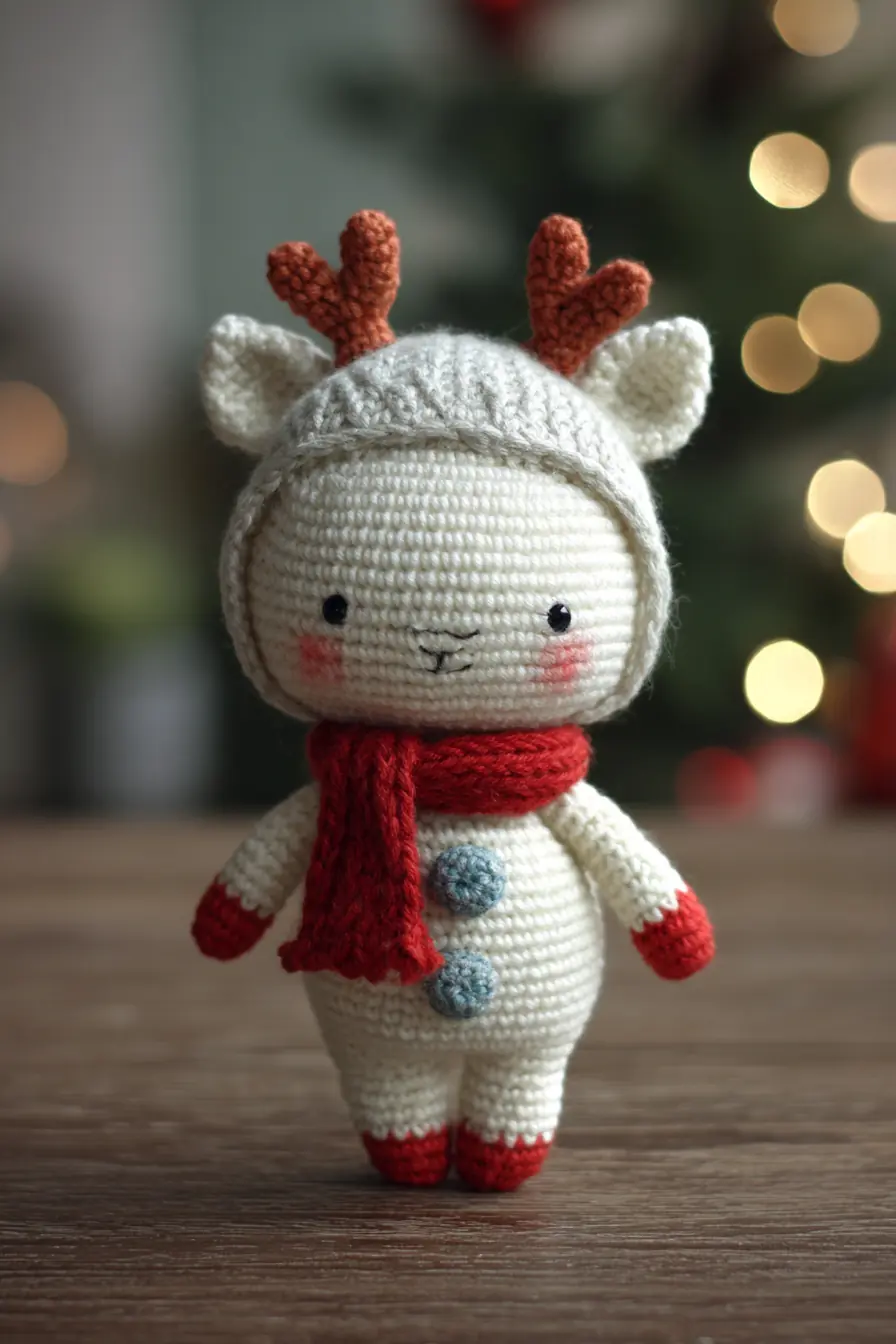 Cute Reindeer Amigurumi Doll Pattern — Crochet Toy with Antlers & Scarf