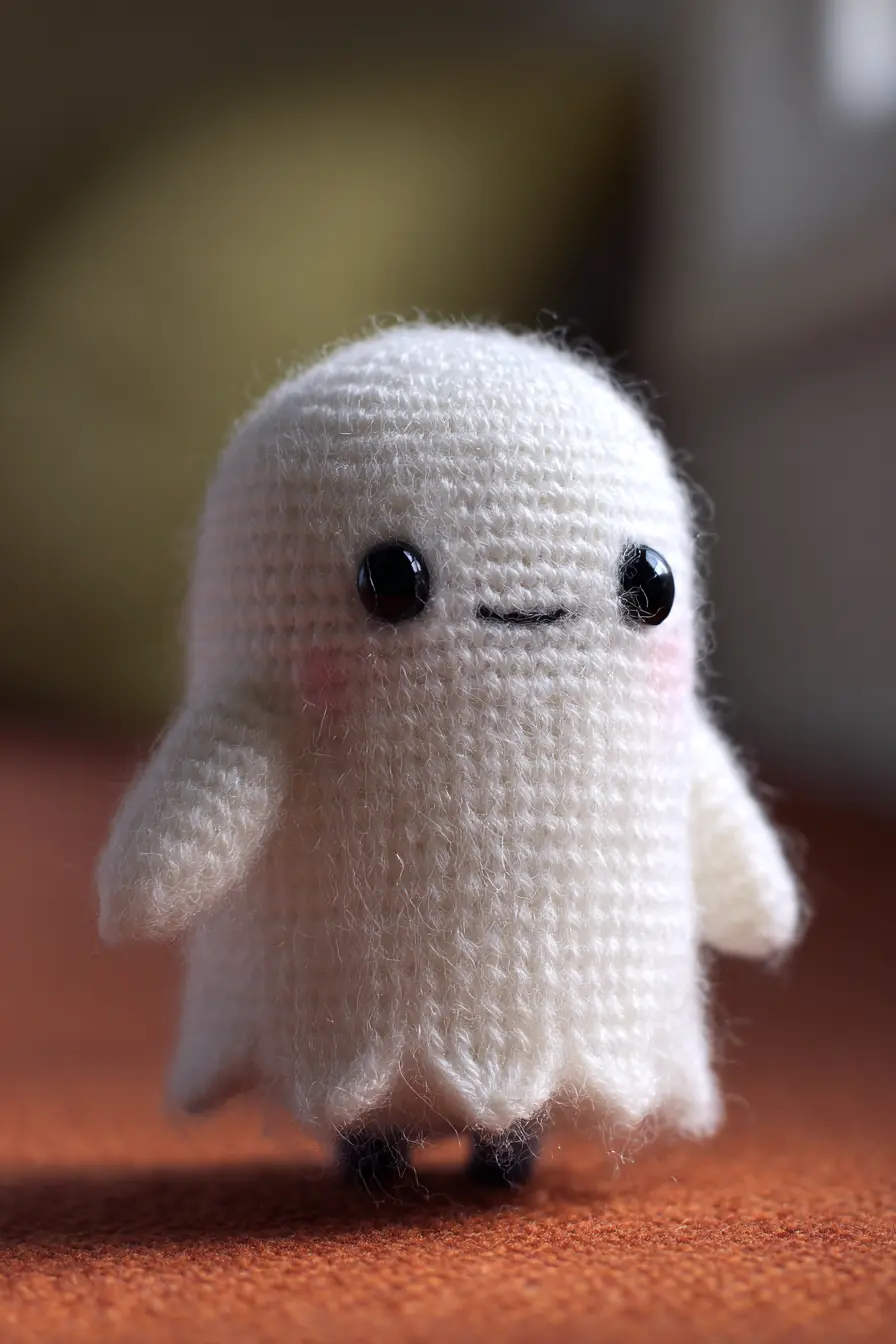 Cute Ghost Amigurumi Crochet Toy — Soft Yarn, Safety Eyes, Simple Stitches