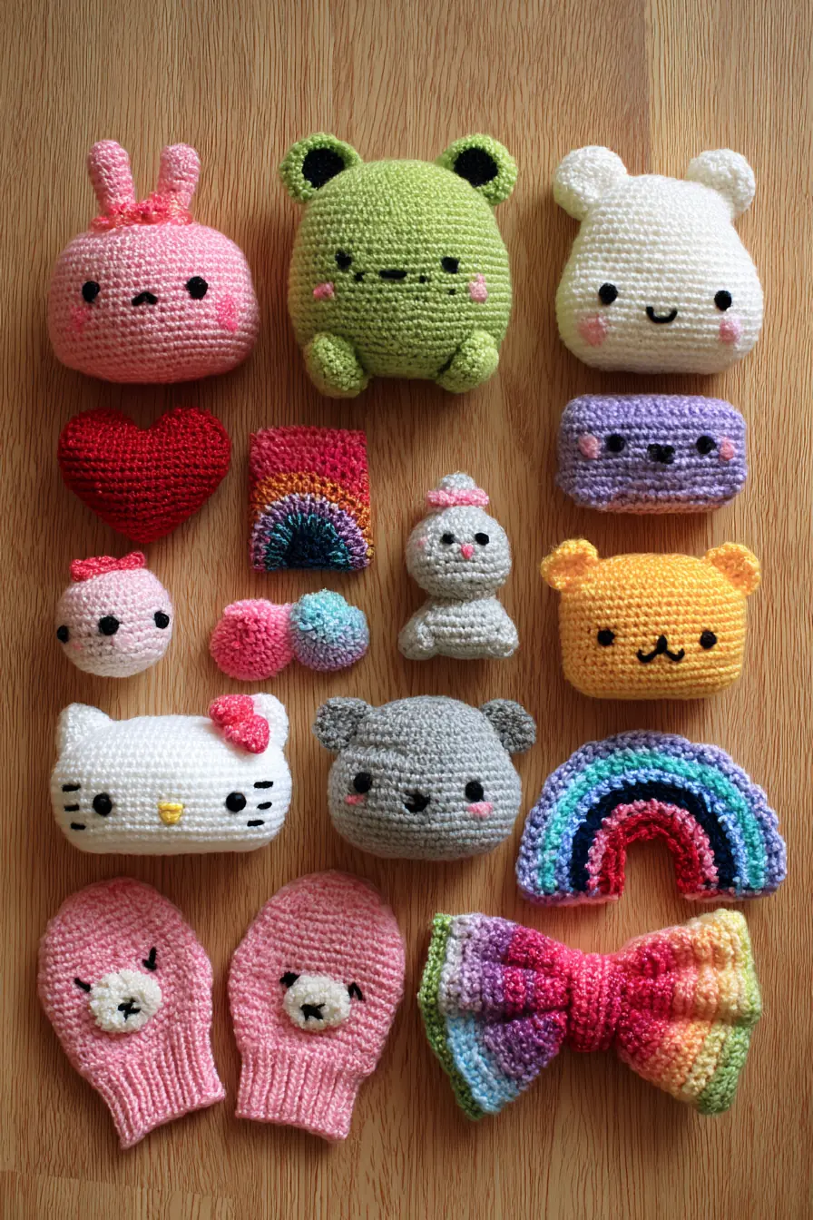 Cute Mini Amigurumi Set: Bunnies, Bears, Rainbows & Accessories Tips