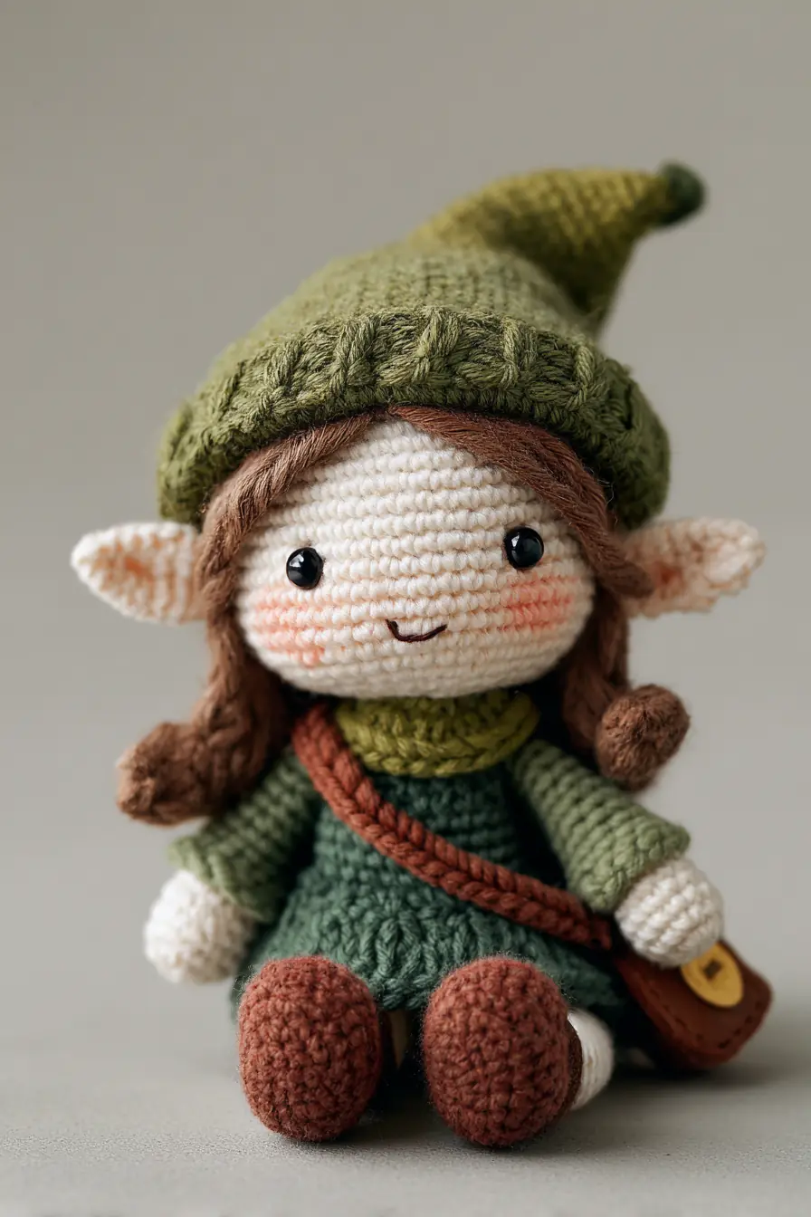 Cute Elf Amigurumi Crochet Pattern — Hat, Braids & Mini Satchel