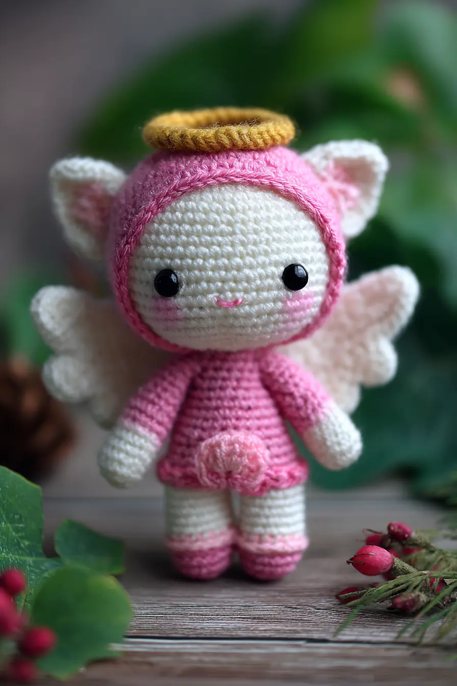 Cute Amigurumi Angel Doll Crochet Pattern - Halo, Wings & Dress