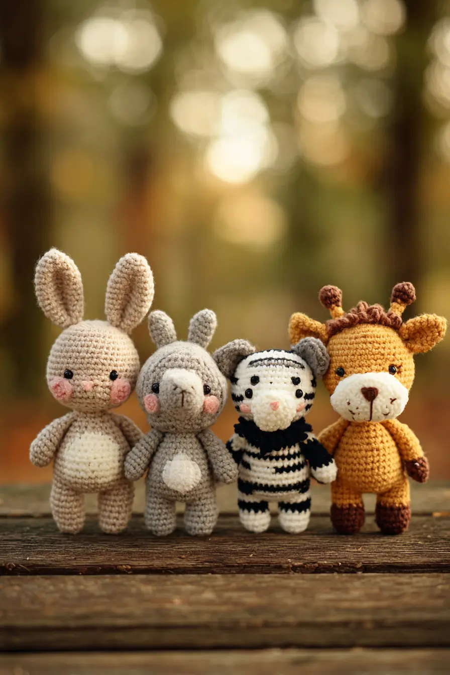 Cute Amigurumi Woodland Animal Set — Bunny, Hippo, Zebra & Giraffe Crochet Tips