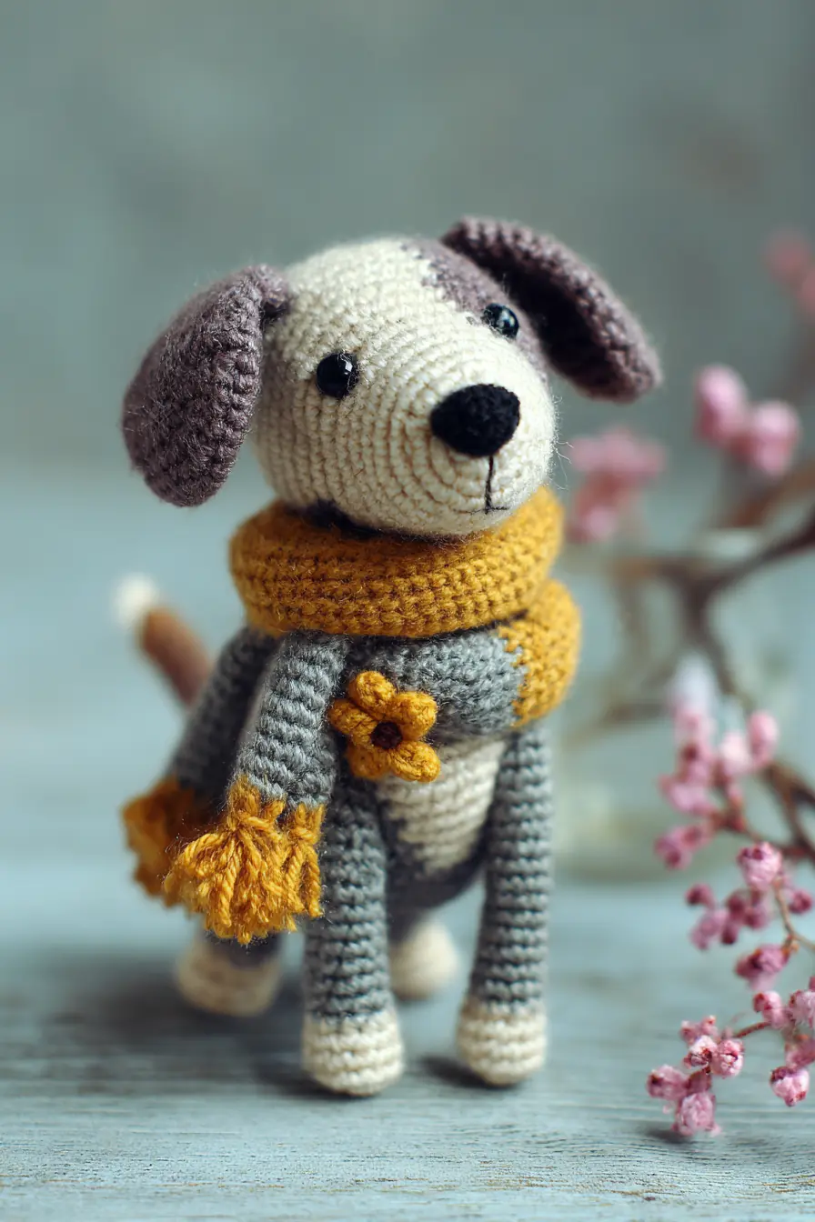 Cute Amigurumi Puppy — Crochet Dog with Scarf and Flower Accent