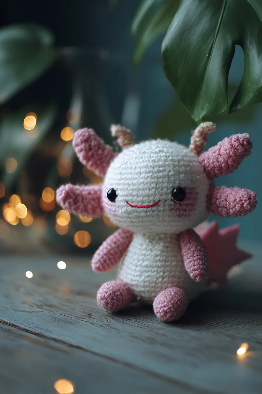 Cute Amigurumi Axolotl Crochet Pattern — Soft Pink Plush Toy