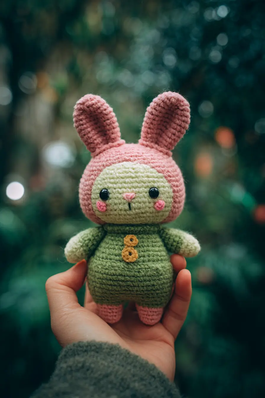 Cute Bunny Amigurumi Pattern — Pink Hooded Crochet Toy (6–7 in)