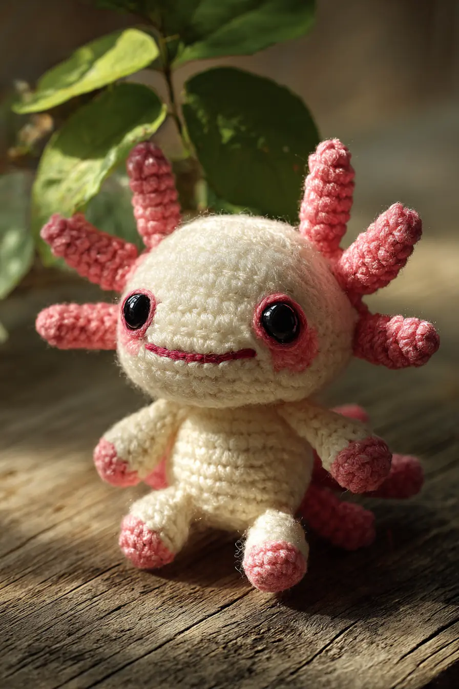 Cute Axolotl Amigurumi Crochet Pattern — Pink & Cream Mini Plush