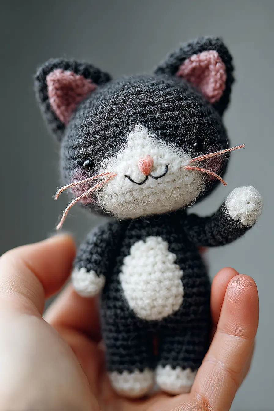 Tuxedo Cat Amigurumi - Small Crochet Pattern for a Palm-Sized Plush