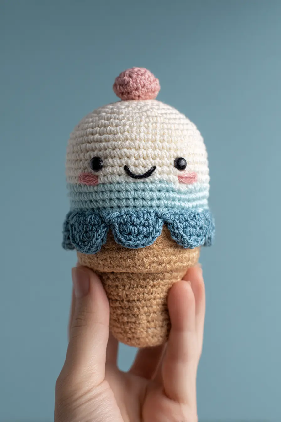 Sweet Ice Cream Amigurumi — Mini Cone with Scallop Trim