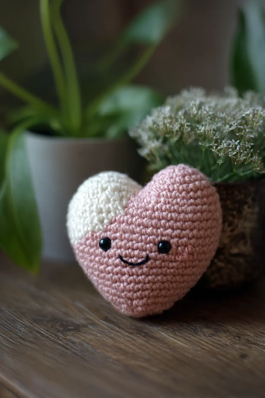 Two-Tone Amigurumi Heart — Crochet Plush Pattern & Materials