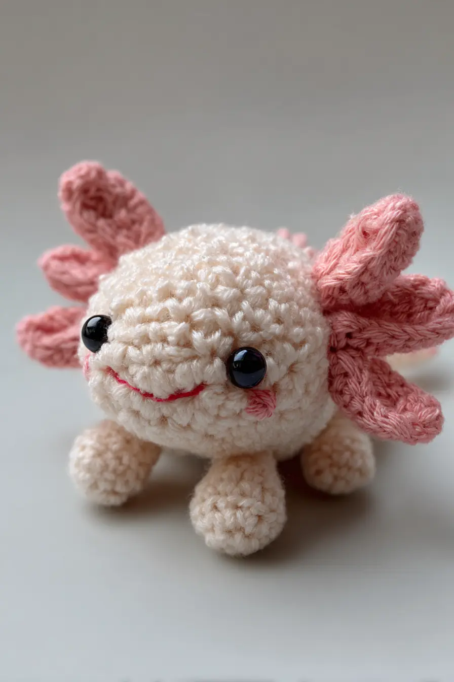 Axolotl Amigurumi — Soft Worsted-Weight Plush with Gilled Fins