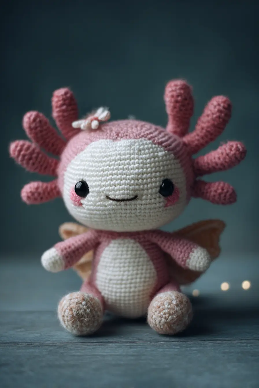 Axolotl Amigurumi Crochet Pattern — Soft Pink Crochet Axolotl Toy